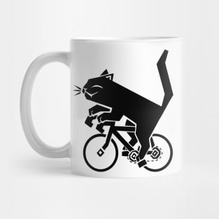 Happy Black Cat On Bicycle Mug